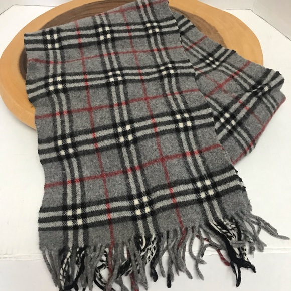 Burberry London Lambs Wool Nova Check Grey Scarf - Picture 1 of 3